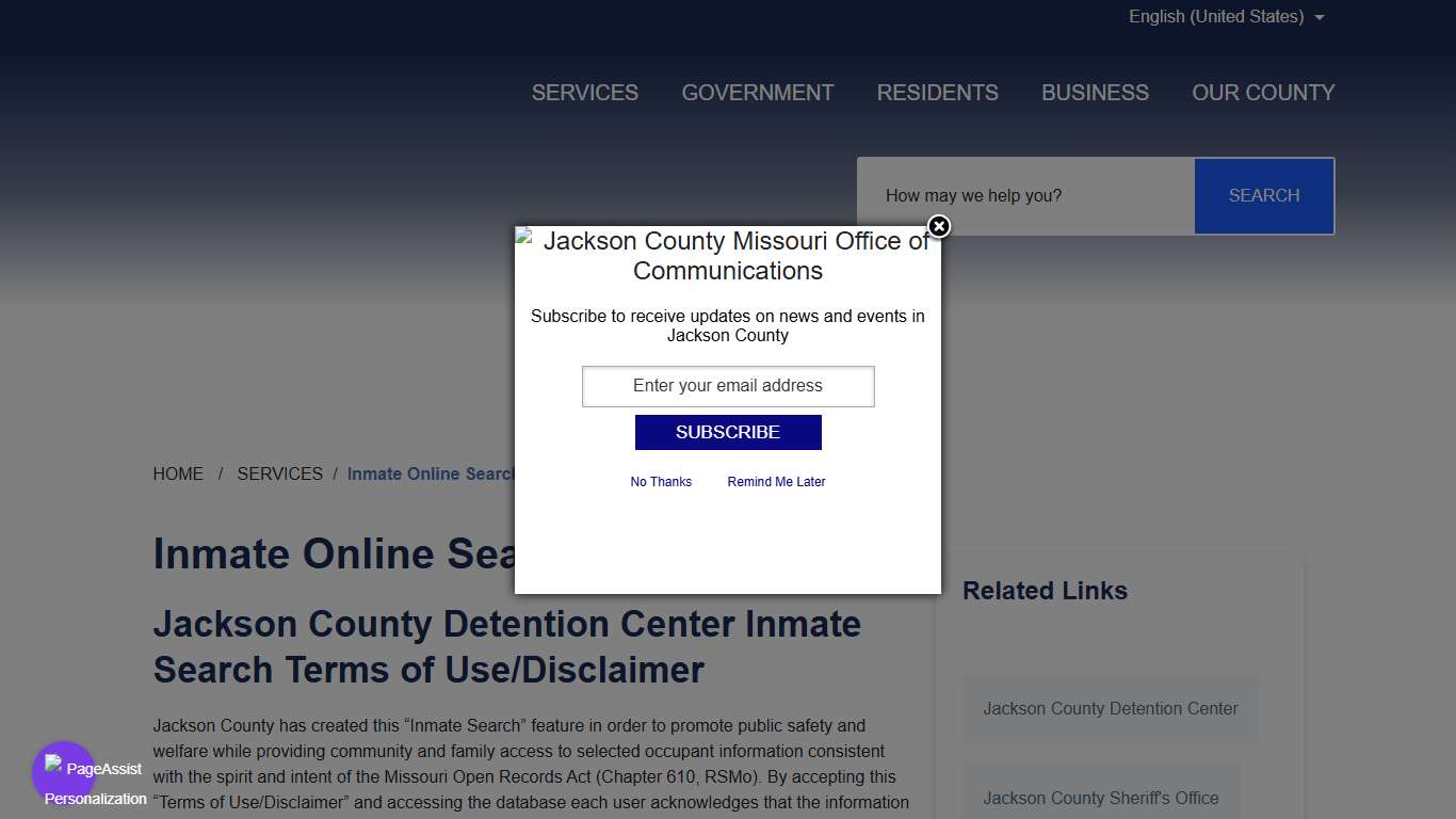 Inmate Online Search - Jackson County MO